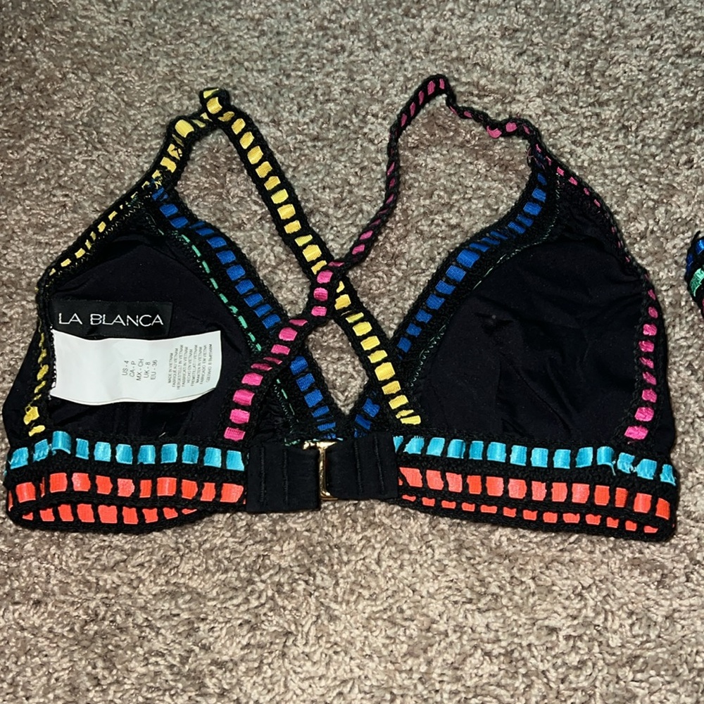 La Blanca Black Bikini with Multicolor Trim - Picture 5 of 8